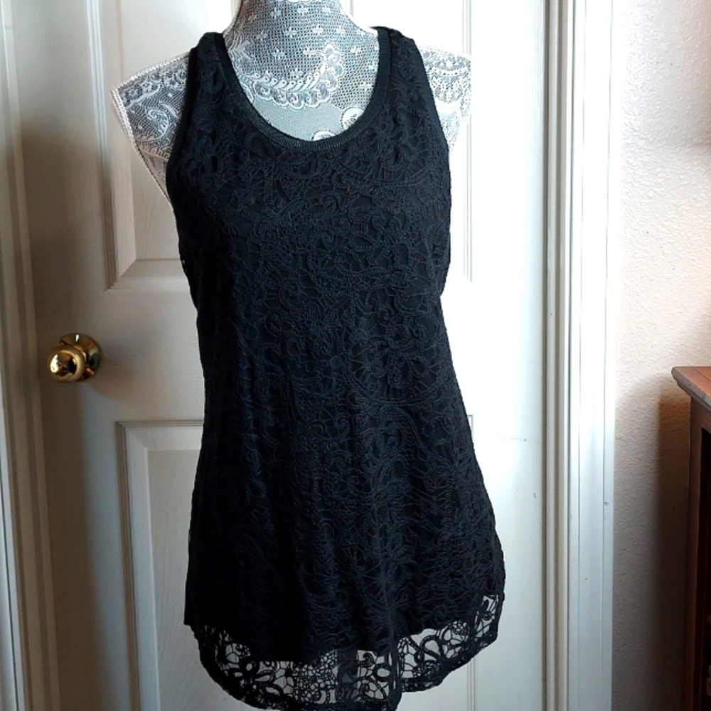 Black Lace front tank top